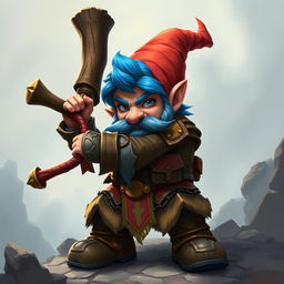 Create a World of Warcraft gnome character with blue hair and sideburns