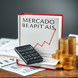 Uma capa de livro elegante e profissional sobre finanças e mercado de capitais