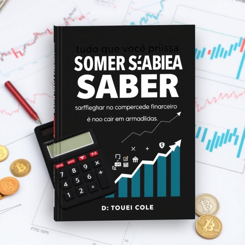 Uma capa de livro profissional e informativa com o título 'Tudo que você precisa saber para começar no mercado financeiro e não cair em armadilhas'