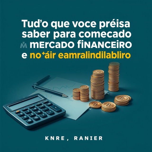 Uma capa de livro profissional e informativa com o título 'Tudo que você precisa saber para começar no mercado financeiro e não cair em armadilhas'