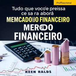 Uma capa de livro profissional e informativa com o título 'Tudo que você precisa saber para começar no mercado financeiro e não cair em armadilhas'