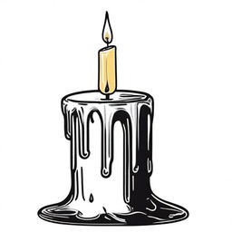 A dripping candle clip art sketch illustration featuring a lit candle with wax dripping down its sides