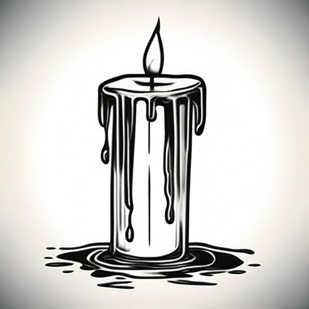 A dripping candle clip art sketch illustration featuring a lit candle with wax dripping down its sides