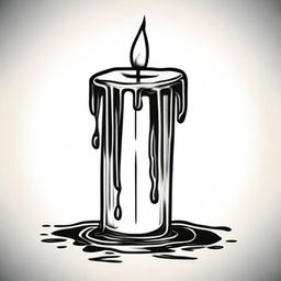 A dripping candle clip art sketch illustration featuring a lit candle with wax dripping down its sides