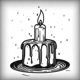 A dripping candle clip art sketch illustration featuring a lit candle with wax dripping down its sides