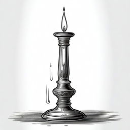 A dripping candlestick clip art sketch illustration featuring an ornate candlestick with a lit candle and wax dripping down its sides