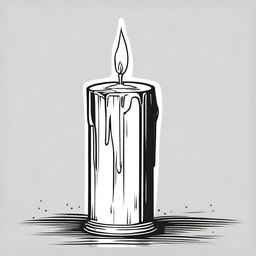 A dripping pillar candle sketch illustration featuring a large, cylindrical candle with wax dripping down its sides