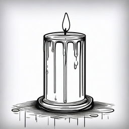 A dripping pillar candle sketch illustration featuring a large, cylindrical candle with wax dripping down its sides