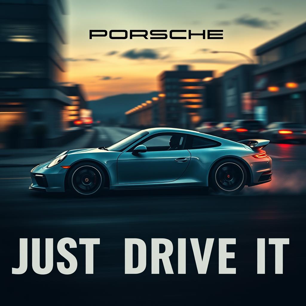 Create a cinematic poster featuring a Porsche 911