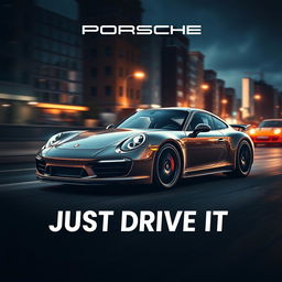 Create a cinematic poster featuring a Porsche 911