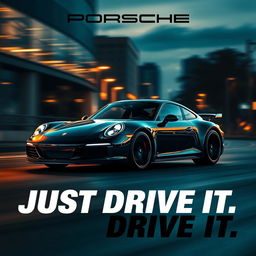 Create a cinematic poster featuring a Porsche 911