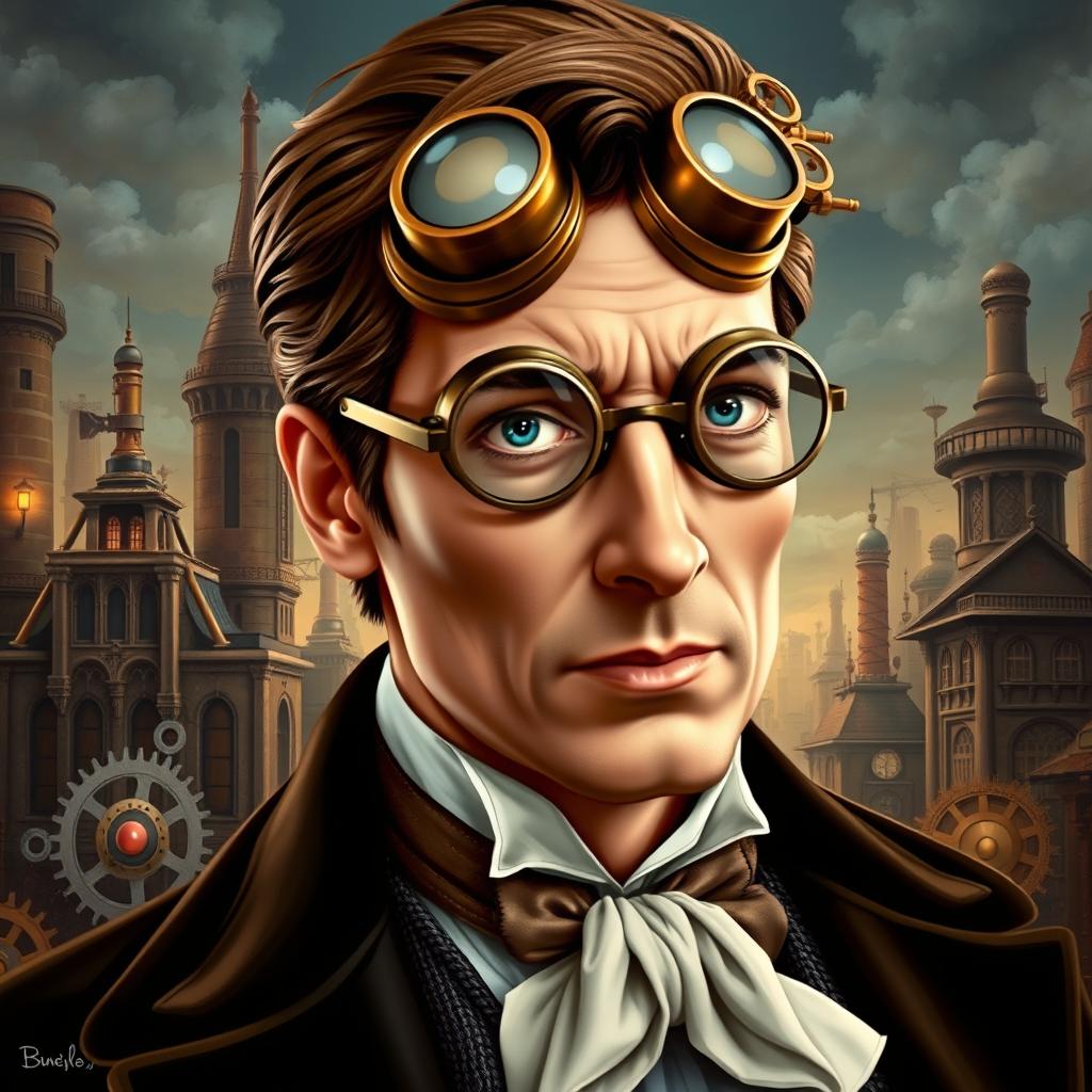 A detailed portrait of David Tennant as a Steampunk version of Doctor Who