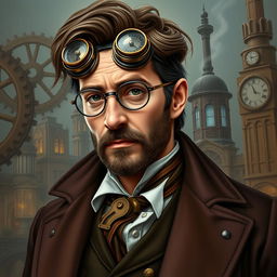 A detailed portrait of David Tennant as a Steampunk version of Doctor Who