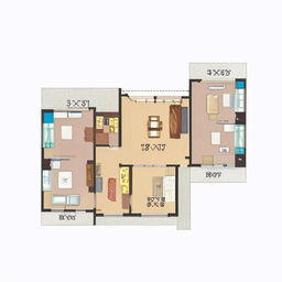 A detailed 2BHK (2 bedrooms, hall, and kitchen) house plan with a modern design. Features include spacious rooms, a well-equipped kitchen, and a comfortable living area.