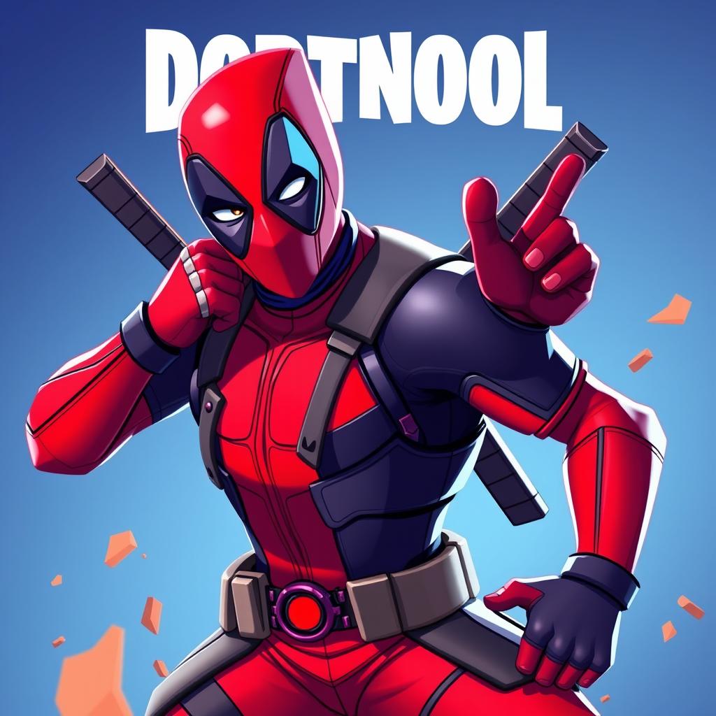 Create an image of Deadpool in the style of Fortnite