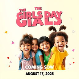 A vibrant movie poster for a kids' movie titled 'THE GIRLS DAY,' coming soon on August 17, 2025