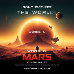 A cinematic movie poster for a Sony Pictures film titled 'The World of Mars,' released on September 21, 2009