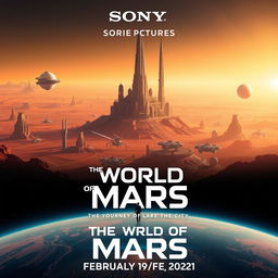 A cinematic movie poster for a Sony Pictures film titled 'The World of Mars 3: The Journey of The City,' released on February 19, 2021