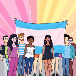 A vibrant and inclusive illustration celebrating transgender identity