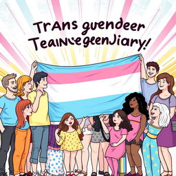 A vibrant and inclusive illustration celebrating transgender identity