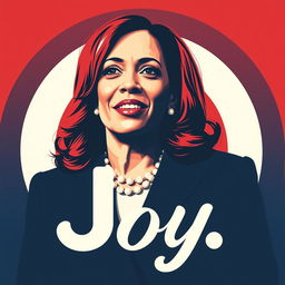 Create a political poster featuring Kamala Harris with the word 'Joy' prominently displayed