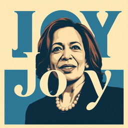 Create a political poster featuring Kamala Harris with the word 'Joy' prominently displayed