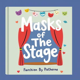 Create a whimsical book cover with the title 'Masks of The Stage'