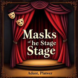 Create a whimsical and vintage-looking book cover with the title 'Masks of The Stage'