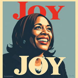 Create a political poster featuring Kamala Harris with the word 'Joy'