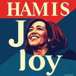 Design a political poster featuring Kamala Harris with the word 'Joy'