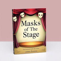 Create a whimsical and vintage-looking book cover with the title 'Masks of The Stage'