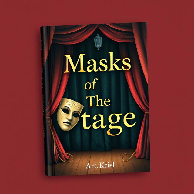 Create a whimsical and vintage-looking book cover with the title 'Masks of The Stage'