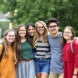 A group of six friends, consisting of three girls and three boys