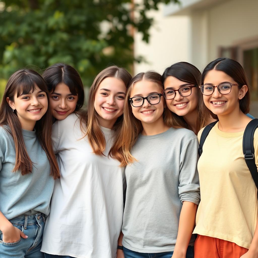 A group of six friends, consisting of three girls and three boys