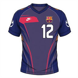 A detailed illustration of a sports jersey, showcasing the design, colors, and patterns