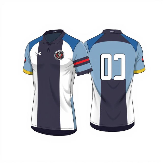 A detailed illustration of a sports jersey, showcasing the design, colors, and patterns