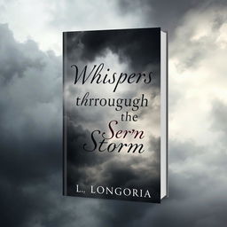 Create a book cover for a poetry book titled 'Whispers Throughout the Storm' by L