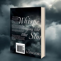 Create a book cover for a poetry book titled 'Whispers Throughout the Storm' by L