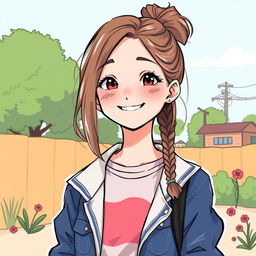 A detailed illustration of a teenage girl, showcasing her youthful energy and vibrant personality