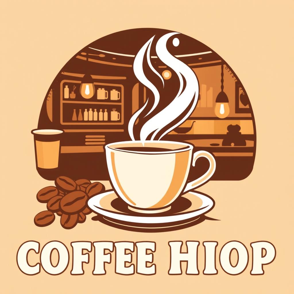 Create a t-shirt design featuring a cozy coffee shop theme