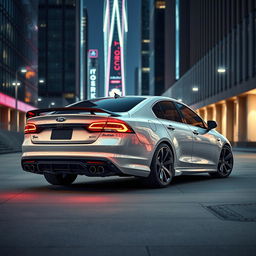 A sleek and futuristic 2025 Ford Falcon taking inspiration from the 2016 FGX Falcon, especially its rear end