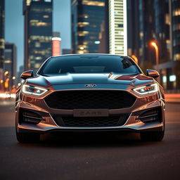 A sleek and futuristic 2025 Ford Falcon taking inspiration from the 2016 FGX Falcon, especially its front end