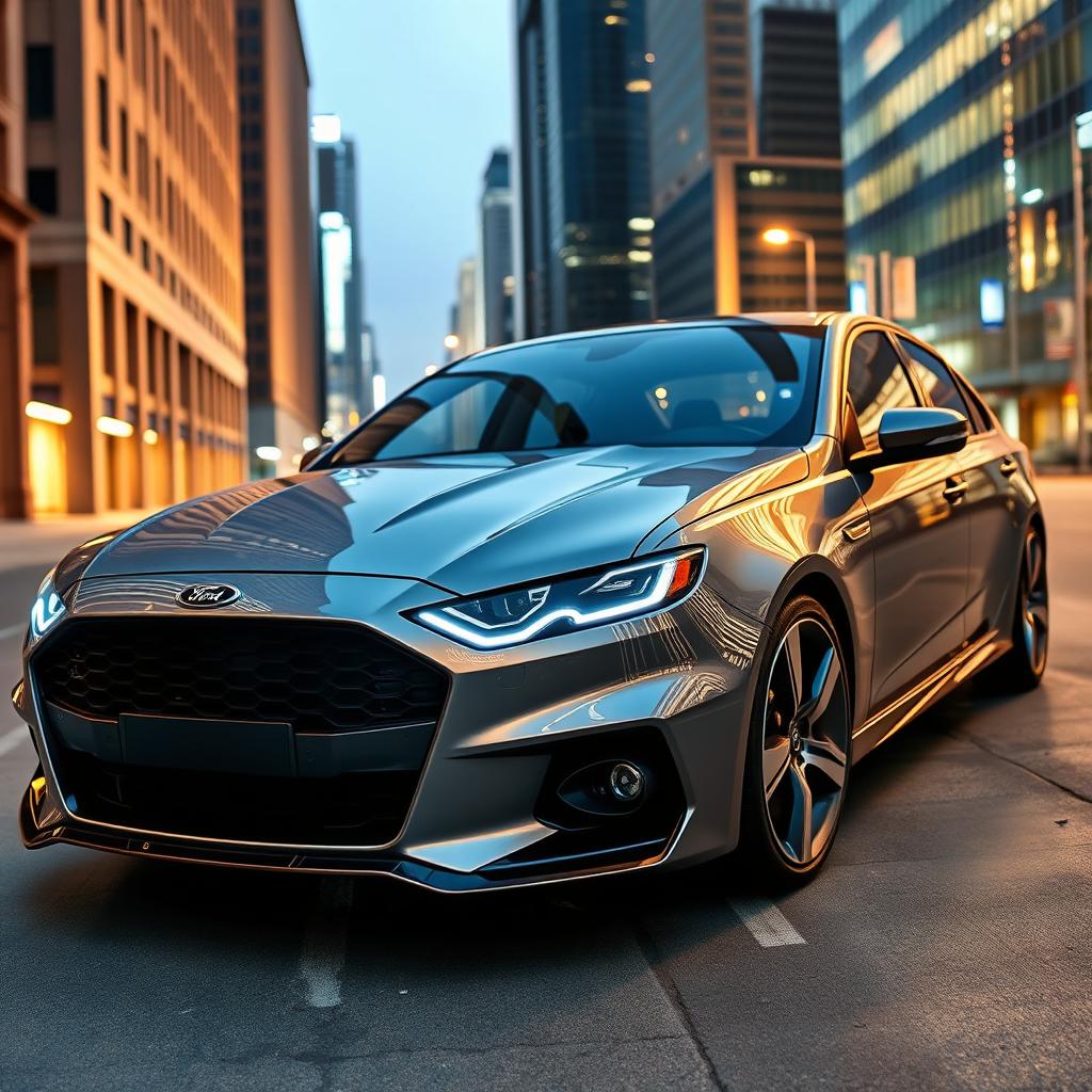 A sleek and futuristic 2025 Ford Falcon taking inspiration from the 2016 FGX Falcon, especially its front end