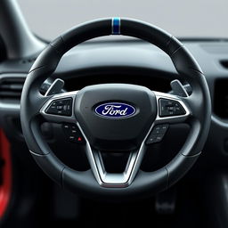 A highly detailed design of a 2025 Ford Falcon steering wheel inspired by the 2016 FGX Ford Falcon