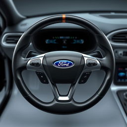 A highly detailed design of a 2025 Ford Falcon steering wheel inspired by the 2016 FGX Ford Falcon