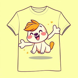 A cute cartoon design for a t-shirt featuring a playful character