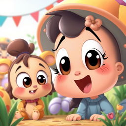 A cute and funny cartoon featuring adorable characters with big eyes and exaggerated expressions