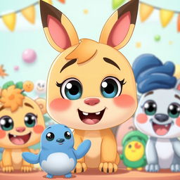 A cute and funny cartoon featuring adorable characters with big eyes and exaggerated expressions