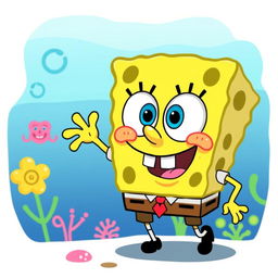 A cute and funny cartoon design featuring SpongeBob SquarePants