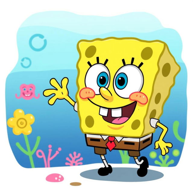 A cute and funny cartoon design featuring SpongeBob SquarePants